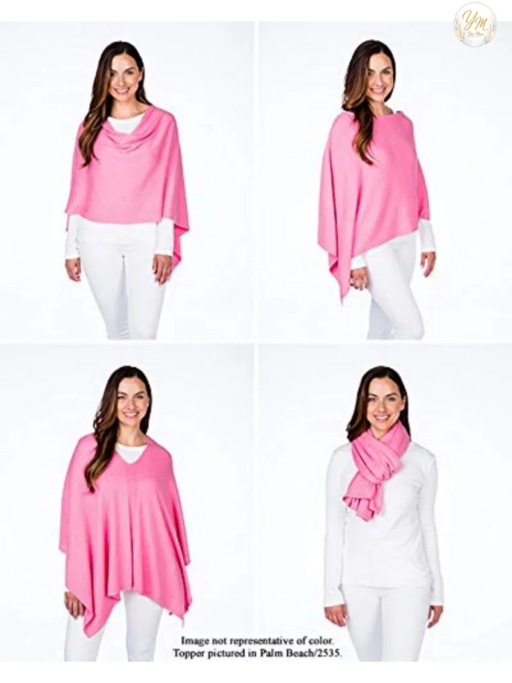 Luxury Cashmere Blend Poncho Shawl Wrap Topper One Size